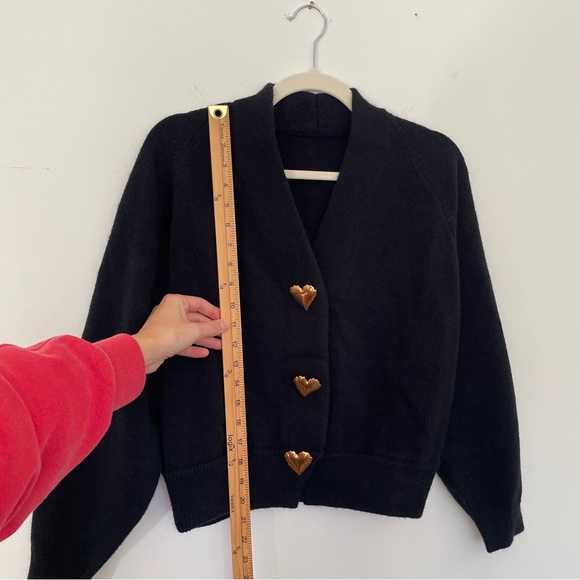 Commense Wool-Blend Heart Button Cardigan Brass Retro Valentines Romantic Love - Picture 9 of 14